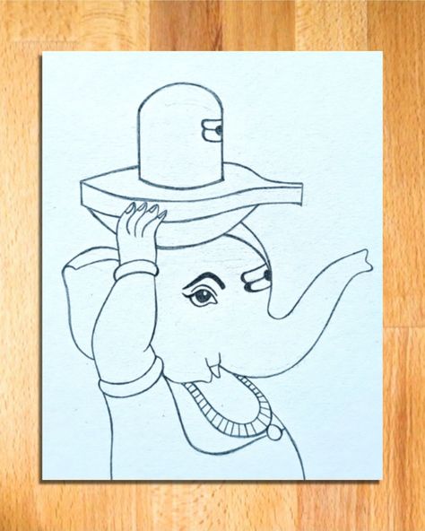 Cute Ganpati Bappa and Shivling Drawing | Lord Ganesha with Shivling Drawing Step by Step || lord ganesha drawing, how to draw ganpati bappa with shivling, easy drawing of ganpati bappa and shivling, lord ganesha and shivling pencil drawing, lord ganesha sketch, shivling drawing, shivling sketch, art videos, god drawing, pencil drawing, simple drawing, line arts, drawing tutorial, vivek art academy. Ganeshji Sketch, Shivling Drawing Easy, Ganpati Sketch Pencil Easy, Ganpati Sketch Pencil, Ganpati Bappa Drawing Sketch, Ganpati Drawing For Kids, Shivling Sketch, Ganesh Drawing Simple, Ganesha Drawing Sketches