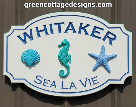 (2) greencottagedesigns.com CUSTOM CARVED PVC SIGNS (@cottage_green) / Twitter Custom Outdoor Signs, Beach House Sign, Coastal Vacation, Outdoor Welcome Sign, Beach House Signs, Carved Signs, Cottage Signs, House Signs, Tree Swing