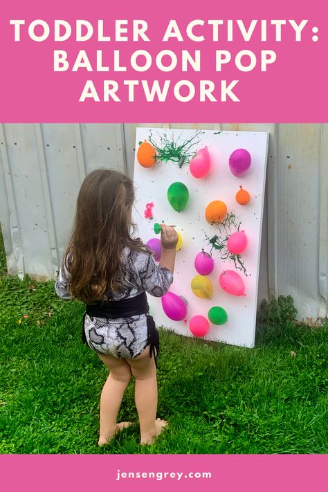 Toddler Activity: Balloon Pop Artwork | Grey Skies & Rainbow Highs Balloon Activities For Toddlers, Summer Preschool Activities, Art Unit, Young Wild And Three, Holi Party, Blowing Up Balloons, February Crafts, Balloon Painting, Kids Pop