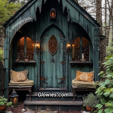 She Shed Witchy, Witch She Shed, Goth She Shed, Spooky She Shed, Gothic Shed, Gothic She Shed, Witchy Tiny House, Witchy She Shed, Witchy Patio