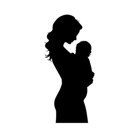 Baby Silhouette, Psd Icon, Silhouette Art, Mother And Baby, Mother And Child, Vector Photo, Mom And Baby, Premium Vector, Graphic Resources