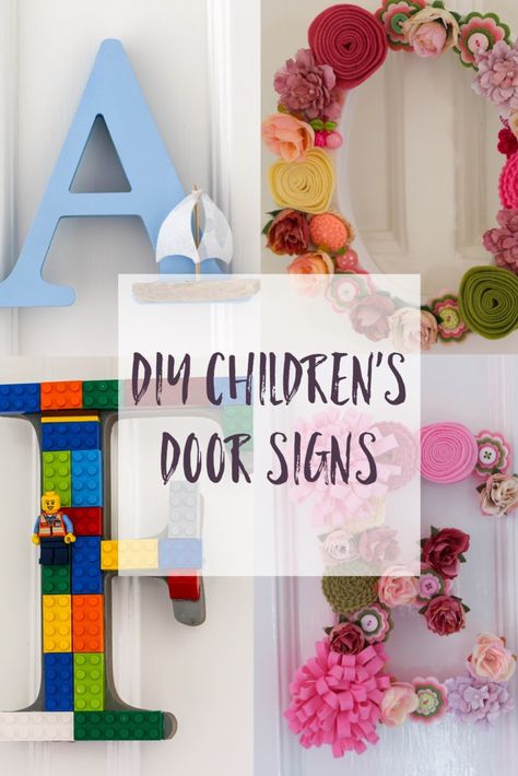 DIY Children’s Room Door Letters: children's bedroom door decor with Thimbleandtwig.com Children's wooden letter door sign. Personalised Door Signs. Nameplate for bedrooms. Diy Bedroom Door, Letters Craft, Bedroom Door Decorations, Dorm Door Decorations, Room Door Decorations, Kids Door Signs, Craft Challenge, Door Letters, Bedroom Door Signs