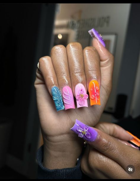 Bright Colour Nails, Customized Nails, Pink Ombre Nails, Hard Nails, Colored Acrylic Nails, Glow Nails, Exotic Nails, Long Acrylic Nails Coffin, Unique Acrylic Nails