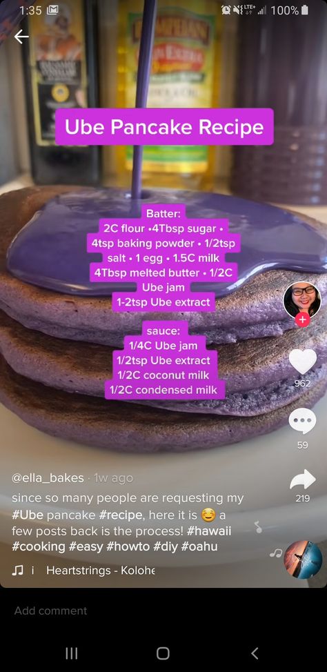 Ube Pancakes Sauce Recipe, Gluten Free Ube Cake, Ube Pancakes Recipe, Ube Pancakes, Pancake Syrup Recipe, Hawaii Recipes, Ube Cake, Ube Recipes, Healthy Eating Snacks