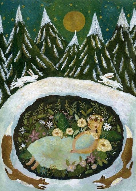 Winter Solstice Art, 동화 삽화, 강아지 그림, Wheel Of The Year, Arte Inspo, Fairytale Art, Art Et Illustration, Arte Popular, Winter Art