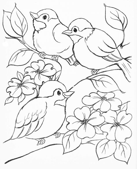 Bird Coloring Pages, Spring Birds, Flower Coloring Pages, Art Licensing, Art Drawings For Kids, Bird Drawings, Mandala Drawing, Coloring Book Pages, Coloring Pictures