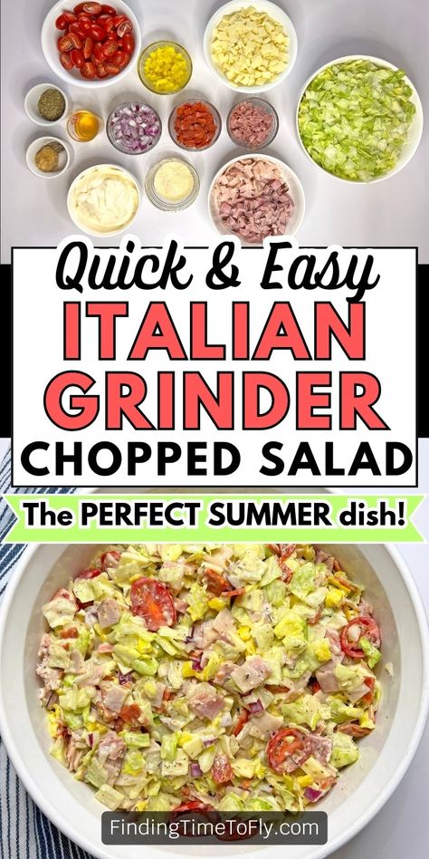 Homemade Chopped Salad, Chopped Grinder Sandwich Cucumber Salad, Subway Chopped Salad, Chopped Sandwich Salad, Chop Chop Salad Recipes, Chopped Hoagie Salad, Chopped Sub In A Tub, Chopped Italian Grinder Salad, Easy Grinder Salad