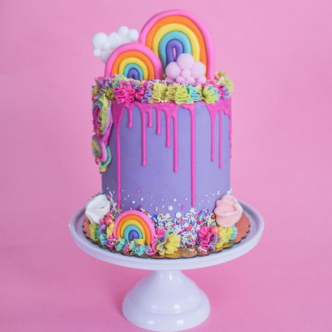 5 Rainbow Cake, Pastel Rainbow Buttercream Cake, Rainbow Sweet Cake, Rainbow Candy Cake Birthday, Rainbow Sparkle Cake, Rainbow Glitter Cake, Rainbow Barbie Cake, Kids Rainbow Cake, Trolls Band Together Cake