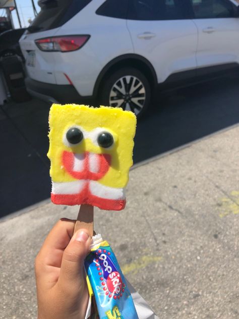 Spongebob Ice Cream Bar, Sponge Bob Popsicle, Spongebob Popsicle, Spongebob Ice Cream, Mini Clay Ideas, Candy Stash, Journal Png, Gel Ideas, 2010s Aesthetic