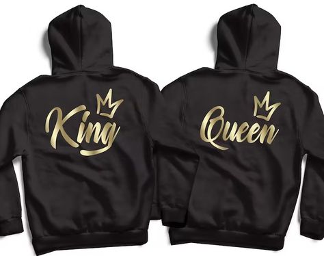 King Queen Hoodies, Couples Hoodie, Couple Hoodies, King Queen Hoodies, Matching Hoodies, King and Queen Sweatshirts, Just Married Tshirt - Etsy King And Queen Sweatshirts, Couple Sweatshirts, Queen Wallpaper, Matching Hoodies For Couples, Hoodie Couple, Black And White Hoodies, Couple Hoodies, Cute Couple Shirts, Queen Outfits