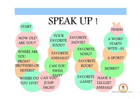 Lesson Starters Ideas, English Club, Introduction Activities For Kids, Speaking Cards For Beginners, English Club Activities, Speak Up, Esl Activities For Kids, English Speaking Game, English Games For Kids