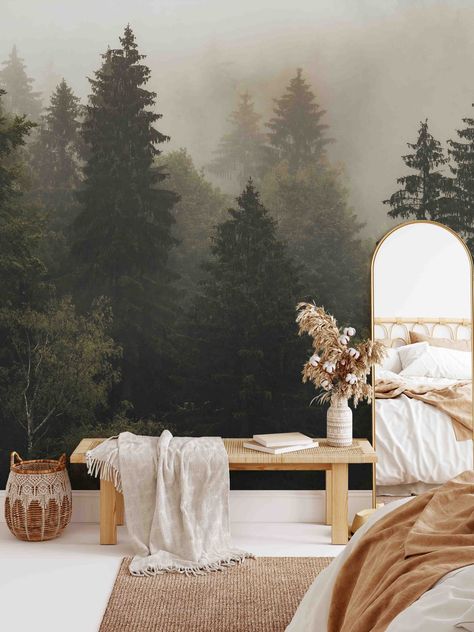 Foggy Forest Wall Mural | Shop Peel & Stick Wallpaper by Green Planet