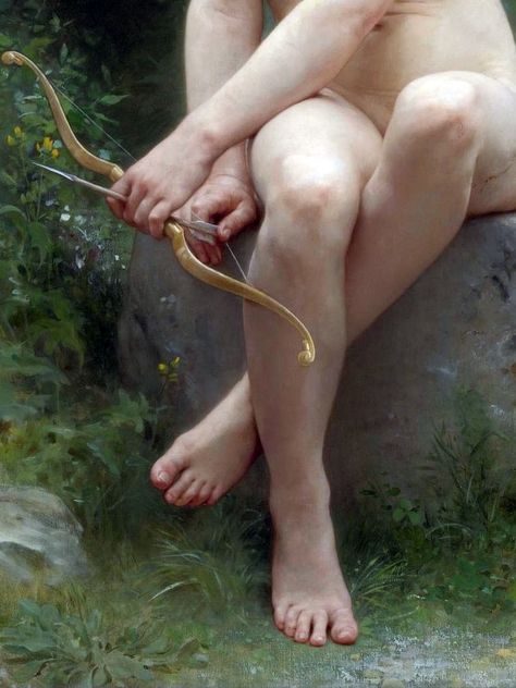 William Bouguereau, ''Love on the Look Out'' William Adolphe Bouguereau, Rennaissance Art, Historical Art, Old Paintings, Romantic Art, Ethereal Art, Classical Art, Old Art, Greek Mythology