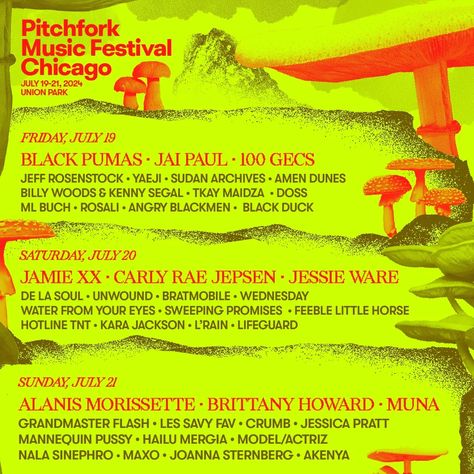 Pitchfork music Festival 2024 Lineup Announced feat. Brittany Howard, Alanis Morissette, Black Pumas Festival Camping List, Music Festival Camping List, Festival Camping Checklist, Quad Day, Festival Camping Setup, Brittany Howard, Music Festival Camping, Pitchfork Music Festival, How To Camp