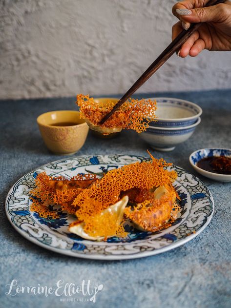 Crispy gyoza lace dumplings @ Not Quite Nigella Crispy Gyoza, Cha Recipe, College Cooking, Frozen Dumplings, Fine Dining Recipes, Party Finger Foods, Molecular Gastronomy, Breakfast Plate, Cooking Ideas