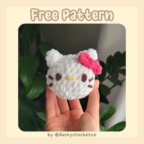 el :) | Hello Kitty Stress Ball, free pattern!! 😚💝 I made this pattern free for all of you as a thank you for 2.5k followers!! <3 🥳💗🐈 thank… | Instagram Crochet Ball Animals, Crochet Hello Kitty Keychain, Crochet Plushie Pattern Free, Crochet Ideas For Mom, Crochet Hello Kitty Free Pattern, Hello Kitty Crochet Pattern Free, Hello Kitty Crochet Pattern, Crochet Ball Pattern, Crotchet Gifts