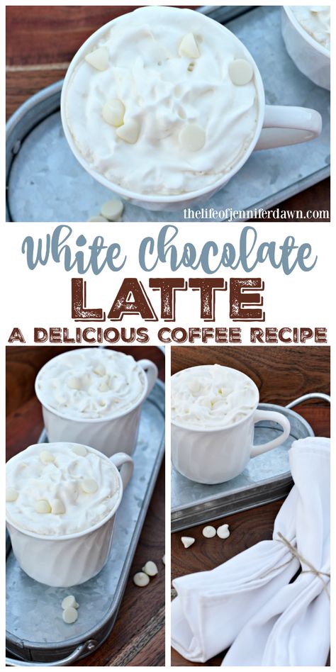 Chocolate Latte Recipe, White Chocolate Latte, White Chocolate Recipe, Ninja Coffee Bar Recipes, White Chocolate Recipes, Coffee Latte Art, Tea Drinks, Chocolate Delight, Delicious Coffee