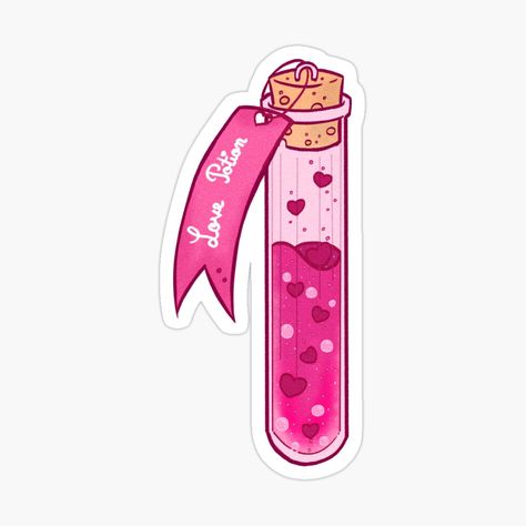 Get my art printed on awesome products. Support me at Redbubble #RBandME: https://www.redbubble.com/i/sticker/Love-Potion-by-Debby-Art/163805724.EJUG5?asc=u Cute Stickers Printable Kawaii, Love Potion, Love Potion Illustration, Heart Potion Bottle, Cute Potions Art, Love Potion Amortentia, Potion Stickers, Cute Bunny Cartoon, Reading Journal