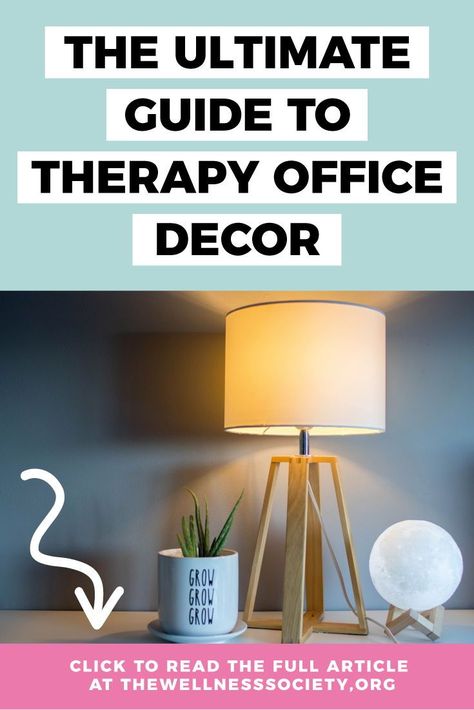 The Ultimate Guide to Therapy Office Décor - 14 Tips for a Calming, Cozy Office Cozy Therapy Room, Green And White Office Ideas, Therapy Decor Office, Soothing Office Decor, Calming Therapy Room, Therapy Room Ideas Office, Small Counseling Office, Office Calming Decor, Art Therapy Office Design