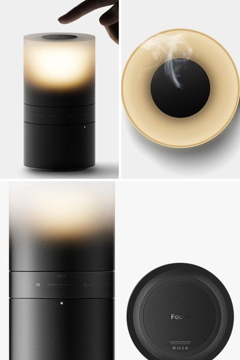 Focus is a combination of an aroma diffuser and a mood lamp in the form reminiscent of a scented candle. Designed to help you focus on the task at hand while also leaving plenty of room to take a break and become mindful. This mood lamp concept, however, actually makes it a core part of its design, bringing together different sensations and cues to help develop a habit of focus and mindfulness without forcing the practice. Read More. Aroma Diffuser Design, Fluent Design, Mood Lamp, Candle Design, Mood Lamps, Room Diffuser, Lighting Concepts, Scent Diffuser, Id Design