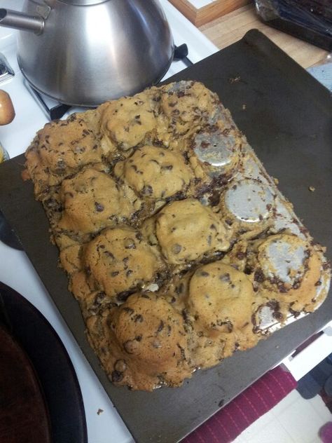 FAIL!!! Cookie bowls baked on bottom of muffin tin. Totally melted all over my oven!! Cookie Bowls, Muffin Tin, Another One, Nailed It, Banana Bread, Fails, Like You, Muffins, Oven