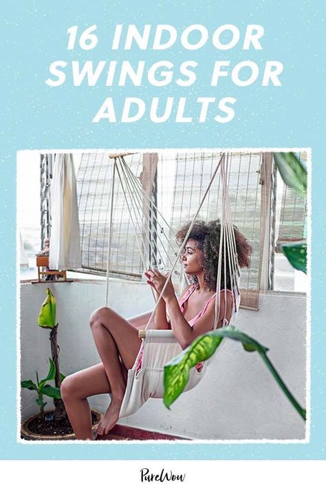 Indoor Swings For Adults, Swings For Adults, Indoor Sunroom, Brazilian Hammock, Small Dream Homes, Diy Swing, Diy Yoga, Diy Hammock, Macrame Swing