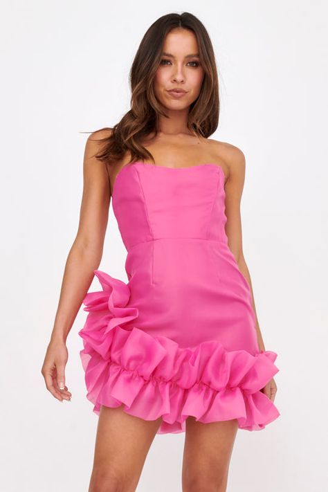 Bright Cocktail Dress, Blue Mini Dress Formal, Pink Selfie, Hoco Ideas, Mini Dress Strapless, Rush Week, Rush Outfits, Mini Dress Hot, Sorority Rush