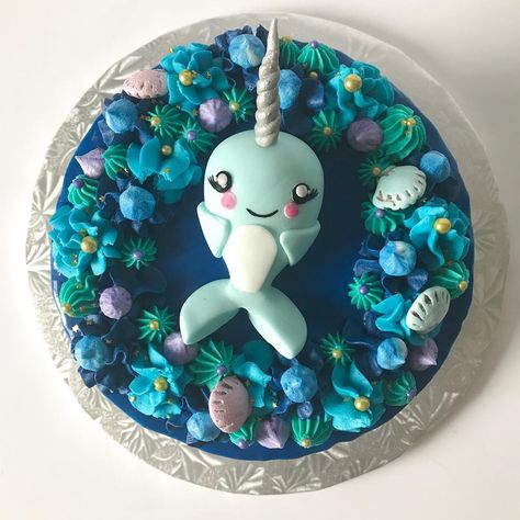 Water Theme Party, Narwhal Cake, Unicorn Stuff, Ocean Cakes, 6th Birthday Cakes, 7 Birthday, Cake Kids, Awesome Cakes, Just Cakes