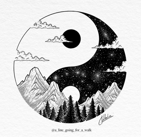 Alchemy Elements, Ying Yang Art, Yin Yang Illustration, Ying Yang Tattoo, Astrology Tattoo, Animal Tattoo Ideas, Yin Yang Art, Money Tattoo, Yin Yang Tattoos