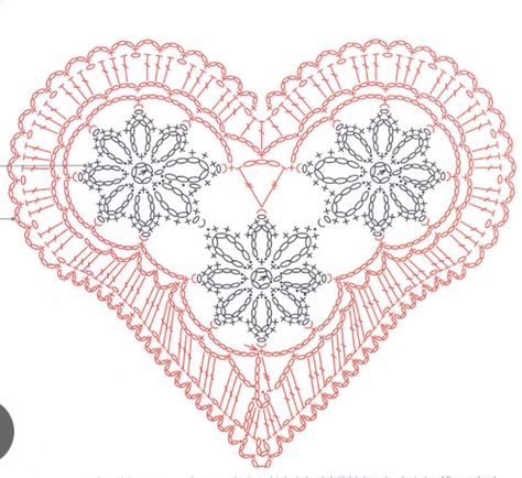 Lacy crochet heart diagram pattern Crochet Heart Diagram, Heart Diagram, Crochet Diagrams, Lacy Crochet, Crochet Flats, Lace Heart, Crochet Motifs, Crochet Heart, Crochet Diagram