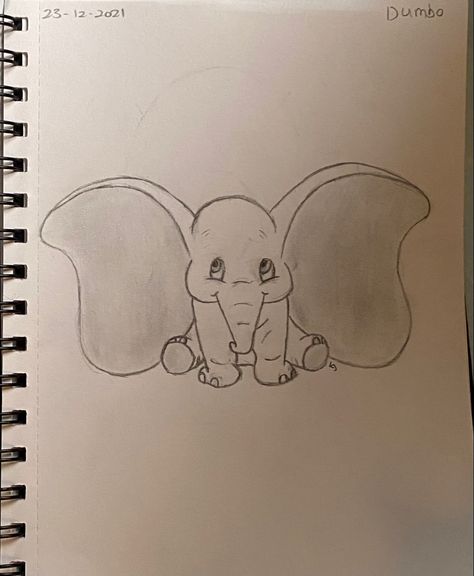 Dumbo Tattoo Ideas, Dumbo Sketch, Dumbo Drawing, Disney Character Sketches, Hand Art Kids, Cartoon Drawings Disney, Easy Cartoon Drawings, Elephant Drawing, Disney Art Drawings