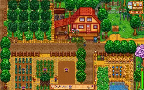 Chests Outside Farmhouse - Stardew Valley - Album on Imgur Farmhouse Stardew Valley, Stardew Valley Chest Organization, Stardew Animals, Stardew Decor, Stardew Design, 2d Rpg, How To Farm, Miniature Greenhouse, Stardew Valley Layout