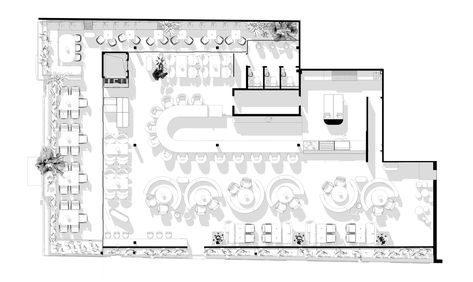 Gallery of BOSFOR Restaurant / AD Project Dorohov Architect - 24 Restaurant Plan Layout, Cafeteria Layout, Restaurant Plan Architecture, Cafe Layout Plan, Restaurant Seating Plan, Restaurant Layout Plan, Restaurant Design Plan, Cafe Floor Plan, Cafe Plan