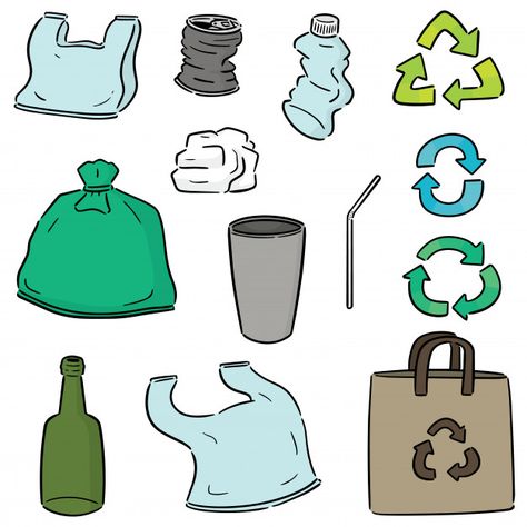 Set of recycle item Premium Vector Recycle Cartoon, Earth Projects, Recycled Items, Graphic Editing, Free Clip Art, Displaying Collections, Vector Photo, Premium Vector, Png Images