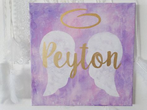 Angel Baby Painting, Painting Angel Wings, Memorial Painting, Wings Painting, Angel Wings Painting, Heaven Painting, Angel Paintings, Diy Canvas Art Easy, Angel Wings Art