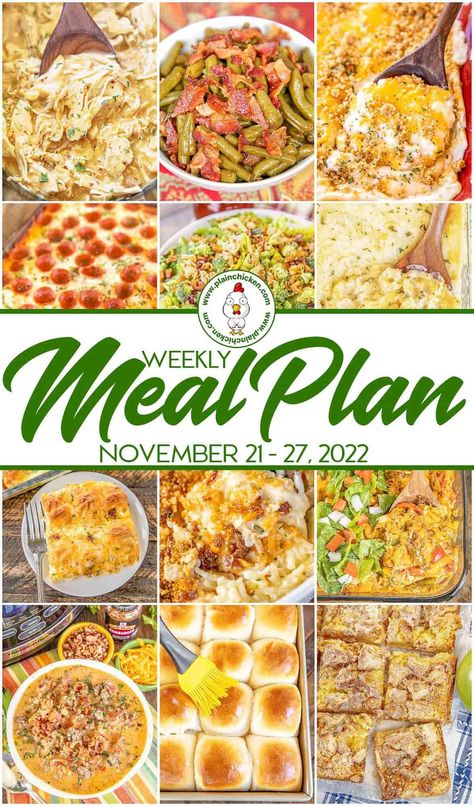 Meal Planning Menus, Thanksgiving Week, Easy Main Dishes, Slow Cooker Turkey, Plain Chicken, Weekly Meal Plan, Cranberry Sauce Homemade, Easy Meal Plans, Fun Foods