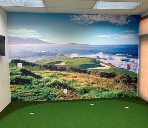 What's your dream golf course? Now you can visit some of the most famous links from around the world with our collection of golf wallpaper murals. From Pebble Beach to Augusta, decorate your home or put-put practice space with a stunning aerial view of your favorite golf course. Not seeing your favorite link? Don't forget our Create Your Own mural option! Golf Mural Wall, Golf Course Wallpaper, Golf Simulator Shed, Golf Decor Ideas, Golf Mural, Sports Mural, Garage Building Plans, Golf Wallpaper, Golf Room