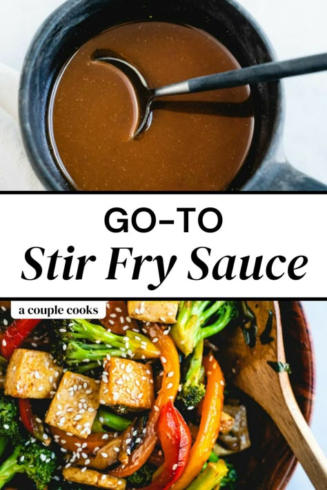 Here's how to make stir fry sauce that will become your go-to! It's just 6 ingredients and has the best balance of flavors and silky texture. #stirfry #sauce #stirfrysauce #healthy #easy #sauce Stir Fry Sauces, Easy Stir Fry Sauce, Asian Stir Fry Sauce, Stir Fry Sauce Easy, Stir Fry Sauce Recipe, Vegan Stir Fry, A Couple Cooks, Asian Stir Fry, Easy Stir Fry