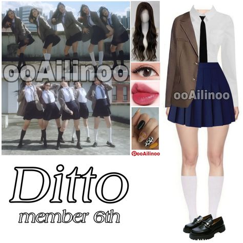 Newjeans - "Ditto" (1/2) | #minji #hanni #danielle #haerin #hyein #newjeans #ditto #oooailinoo #outfitkpop #outfitinspired #kpop Newjeans Ditto Outfit, Ditto Outfit, Newjeans 6th Member Outfit, Newjeans Outfits, Newjeans Ditto, Danielle Haerin, Korean Fashion Kpop Inspired Outfits, Hyein Newjeans, Kawaii Outfits