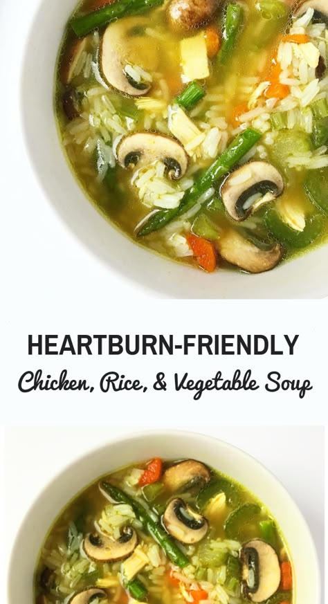 Hearty Chicken, Rice, and Vegetable Soup | thegerdchef Reflux Diet Recipes, Gerd Diet Recipes, Reflux Friendly Recipes, Dairy Free Soup Recipe, Gerd Friendly Recipes, Acid Reflux Friendly Recipes, Gerd Friendly, Gerd Recipes, Reflux Recipes