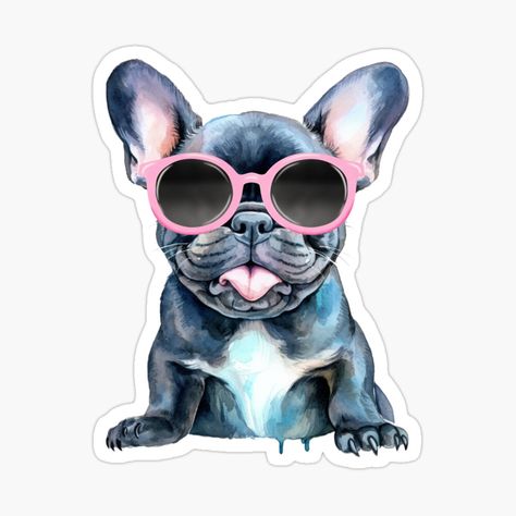 Sunglasses Sticker, Widgets Aesthetic, Bulldog Mom, French Bulldog Dog, Bulldog Lover, Wearing Sunglasses, Mixed Media Art Journaling, Dog Stickers, French Bulldog