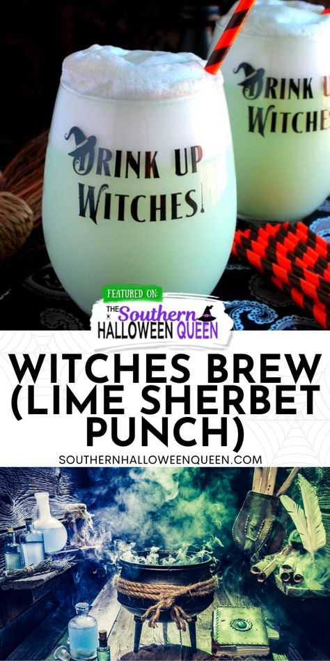 Sherbet Punch Halloween, Halloween Punch Sherbet, Sherbert Punch Halloween, Halloween Sherbet Punch, Witches Brew Punch, Halloween Punch For Kids, Punch For Kids, Lime Sherbet Punch, Witches Gathering