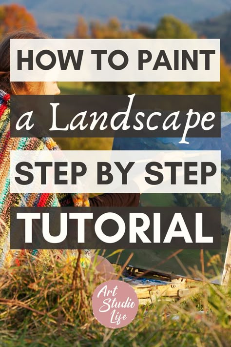 How To Paint A Garden On Canvas, Acrylic Step By Step Painting, Acrylic Painting Tutorials Step By Step Landscape, Painting Tutorial Acrylic Step By Step, Oil Painting Landscape Beginners, Painting Landscape Acrylic, Acrylic Painting For Beginners Step By Step, Acrylic Landscape Tutorial, Step By Step Painting For Beginners