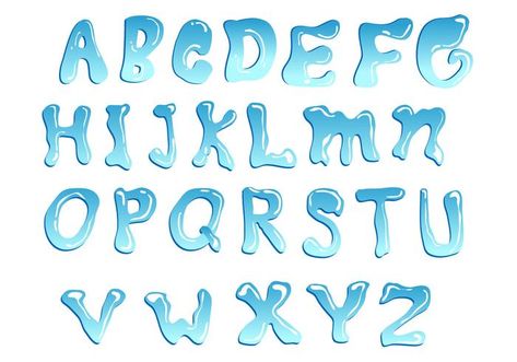 Blue Water Font Vector Fonts For Notes, Water Typography, Styles Of Letters, Alphabets Calligraphy, Titles Ideas, Fun Letters, Halloween Typography, Digital Typography, Fonts Style