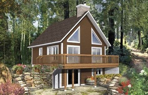 This beautiful cottage is ideally suited for a lakefront or mountaintop location. The house is 26 feet wide by 30 feet deep and provides 1,906 square feet of living space. The 780 square foot basement includes a large den with fireplace, a bedroom, a bathroom and a laundry room. House Plan No.179126 House Plans by WestHomePlanners.com House Plan With Loft, Cabin Floor Plans, Cabin House Plans, Lake House Plans, Beautiful Cottages, Cottage Plan, A Frame Cabin, A Frame House, A Cabin