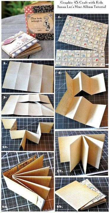 Graphic 45 tutorial Mini Albümler, Mini Album Scrap, Mini Albums Photo, Origami Book, Album Tutorial, Mini Albums Scrap, Mini Album Tutorial, Bookmaking, Scrap Album