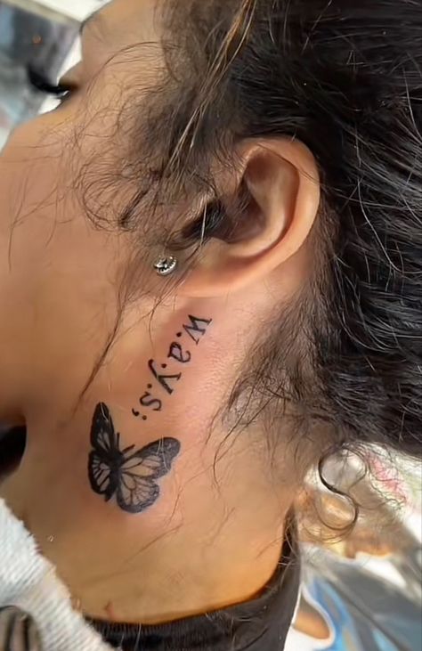 Tattoo Ideas Female Ear, Baddie Tattoo Ideas Female, Baddie Tattoo Ideas, Leg Sleeve Tattoos, Female Neck, Cute Thigh Tattoos, Behind Ear Tattoos, Side Neck Tattoo, Cute Hand Tattoos