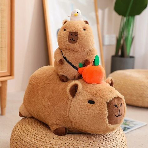 Orange Plushie, Capybara Plushies, Capybara Plushie, Capybara Plush, Kawaii Plushies, Rodents, Mesh Bag, Inspirational Gifts, Stuffed Animals