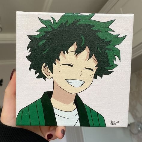 Midoriya Izuku from My Hero Academia My Hero Academia Midoriya, Anime Canvas Painting, Best Anime Drawings, Meaningful Drawings, Anime Canvas Art, Midoriya Izuku, Canvas Painting Designs, Easy Drawings Sketches, Small Canvas Art