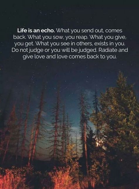 Life is an echo. What you send out, comes back. What you sow, you will reap. What you give, you get. What you see in others , exists in you. Do not judge or you will be judged. Radiate and give love and love comes back to you." Life Is An Echo, Fake Friend, Better Person, Meditation Quotes, Friend Quotes, Conversation Starters, Quotable Quotes, Some Words, Meaningful Quotes